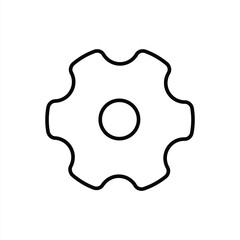 Minimal Gear Icon – Line Style Settings or Configuration Symbol on White Background