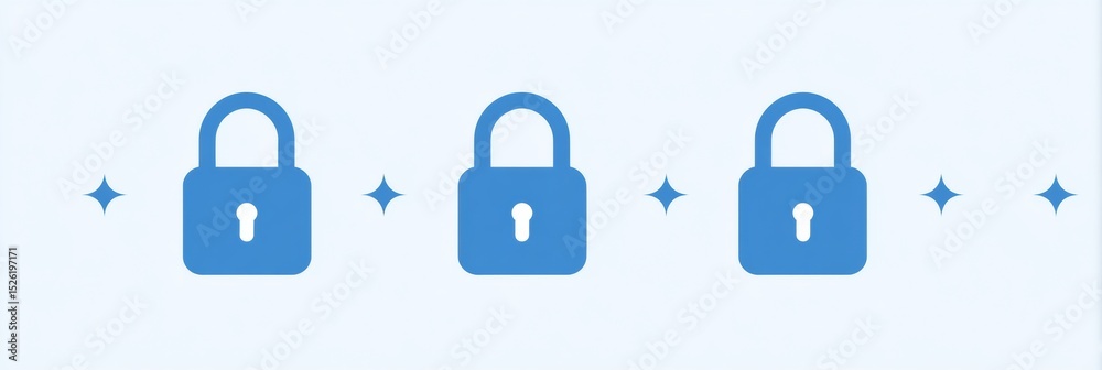 Poster floating lock icons repel phishing viruses to enhance digital security in a virtual environment agai