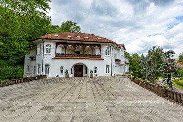 Park with pavilions in the town of Banja Koviljaca, Serbia. Currently a spa resort.