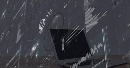 Image of data processing over laptop