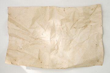Old paper vintage texture surface isolated on white background. Recycle brown paper crumpled texture, Brown color recycled paper texture blank with copy space for text.