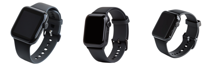 Set of modern wrist smart watches isolated on transparent background PNG