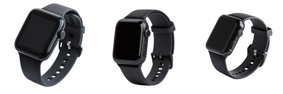 Set of modern wrist smart watches isolated on transparent background PNG