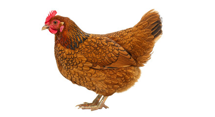 Fototapeta premium Chicken Standing Isolated on White Background - Poultry Farming