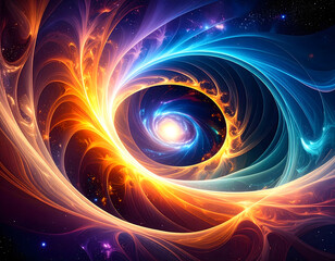 Vibrant Cosmic Nebula Abstract Space Art Galaxy Swirl Energy Burst Celestial Background