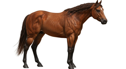 Obraz premium Standing Brown Horse Full Body Isolated on Plain Background