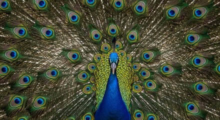 Obraz premium Peacock Displaying Its Plumage with Eye Spot Feathers