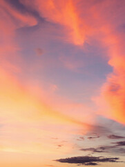 changing weather forecast. natural twilight atmosphere environment. at dusk. red clouds on the bue evening sky. dramatic sunset background. amazing afternoon backdrop