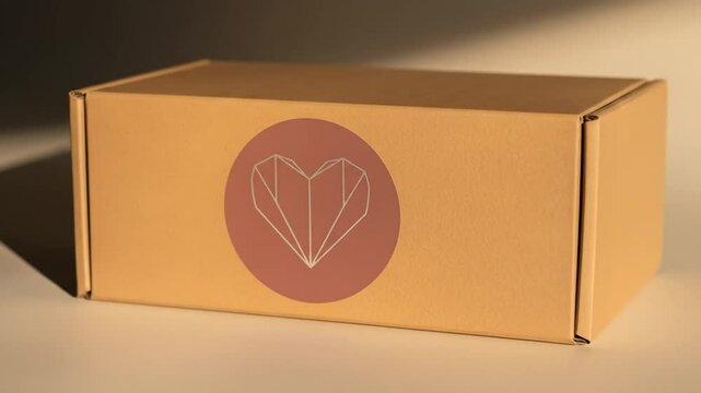 Paper heart embossed on orange packaging design symbolizing creative page heart shape branding