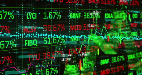 Image of digital screen with financial data and graphs