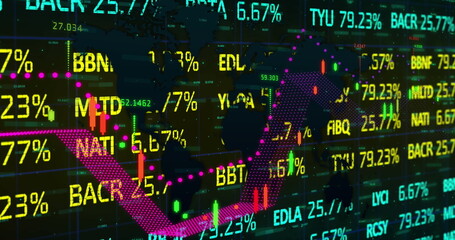 Image of statistics and data processing over stock market