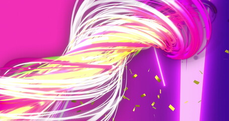 Image of confetti falling over network of fibre optic strands