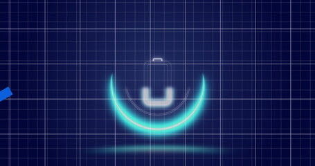 Image of circle with battery over digital screen