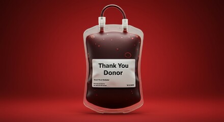 Naklejka premium Blood bag with Thank You Donor message