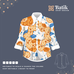 beautiful batik shirt template design 74