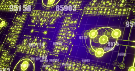 Image of numbers over moving shapes