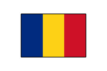 The vibrant flag of Romania features three vertical stripes colored blue, yellow, and red. This graphic representation symbolizes Romanian national identity and pride.