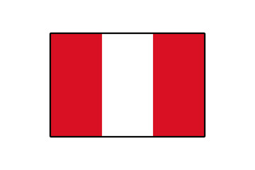 Fototapeta premium The flag of Peru features vertical bands of red and white, symbolizing the nation's pride and culture. It prominently displays its colors on a crisp, clear day.