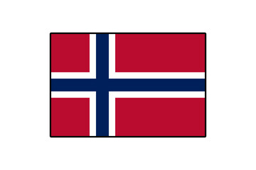 Obraz premium A vibrant vector illustration of Norway's national flag featuring a red background with a blue cross bordered in white. The design reflects Norway's rich cultural heritage and symbolism.