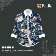 beautiful batik shirt template design 59