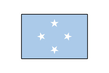 The flag of the Federated States of Micronesia features a light blue field with four white stars, symbolizing the four states of the nation. It represents unity and sovereignty.
