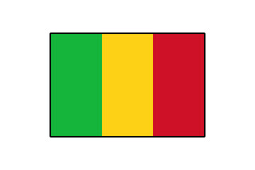 This representation displays the flag of Mali, showcasing three vertical stripes in green, yellow, and red. The design reflects the colors and symbolism of the nation's identity.