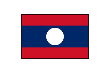 The national flag of Laos features red and blue horizontal stripes with a central white circle. This design symbolizes the nation's identity and unity.