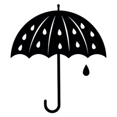  Rain drops and a tiny umbrella vector illustration.