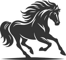 Running horse silhouette vector drawing artwork