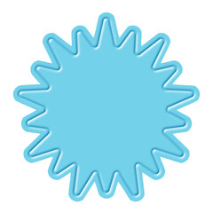 Blue burst shape with glossy 3D effect isolated on white background