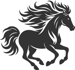 Running horse silhouette vector drawing artwork