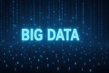 Glowing Blue Big Data Text on Dark Digital Background