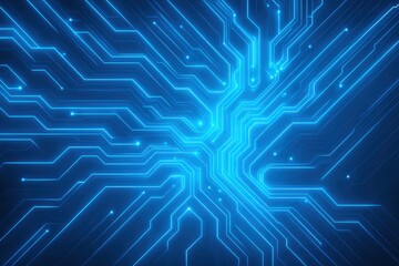 Abstract Glowing Blue Circuit Board Technology Background