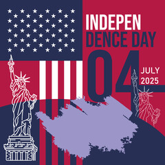 US independence day with statue of liberty banner background 04th of july in red blue colors, happy american independence day background vector