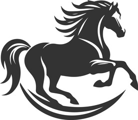Running horse silhouette vector drawing artwork