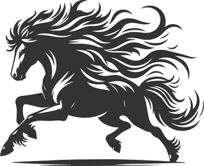 Running horse silhouette vector drawing artwork