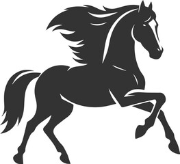 Running horse silhouette vector drawing artwork