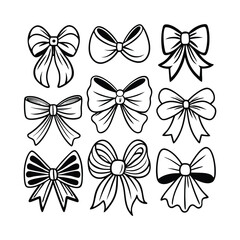 Obraz premium Twelve simple line art bow designs for crafts