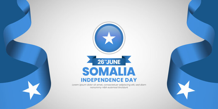 Somalia independence day banner background 26 June design element with waving ribbon flag - Powered by Adobe