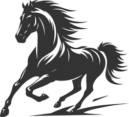 Running horse silhouette vector drawing artwork