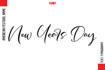 New Years Day  -American Festivals Name Typography Text