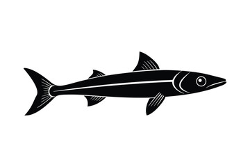 Silhouette art illustration in side view of a barracuda fish.eps