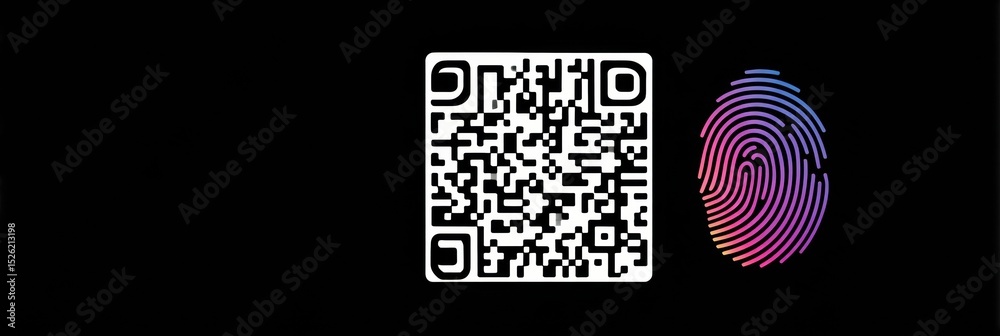 Aufkleber Fraudulent QR Code Display With Fingerprint Alert Highlighting Security Concerns