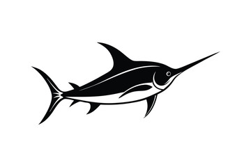 Silhouette art illustration in side view of a marlin fish.eps
