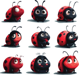 Ladybug 2D Cartoon Vector Mascot – Cute Insect Character for Kids, Stickers, and Branding