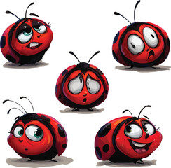 Ladybug 2D Cartoon Vector Mascot – Cute Insect Character for Kids, Stickers, and Branding