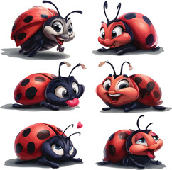 Ladybug 2D Cartoon Vector Mascot – Cute Insect Character for Kids, Stickers, and Branding