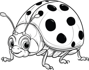 Ladybug 2D Cartoon Vector Mascot – Cute Insect Character for Kids, Stickers, and Branding