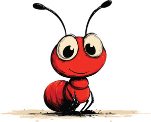 Ant 2D Cartoon Vector Mascot – Cute Insect Character Design for Kids and Branding