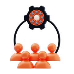 Human Resource 3D Icon. Team management gear 3d icon